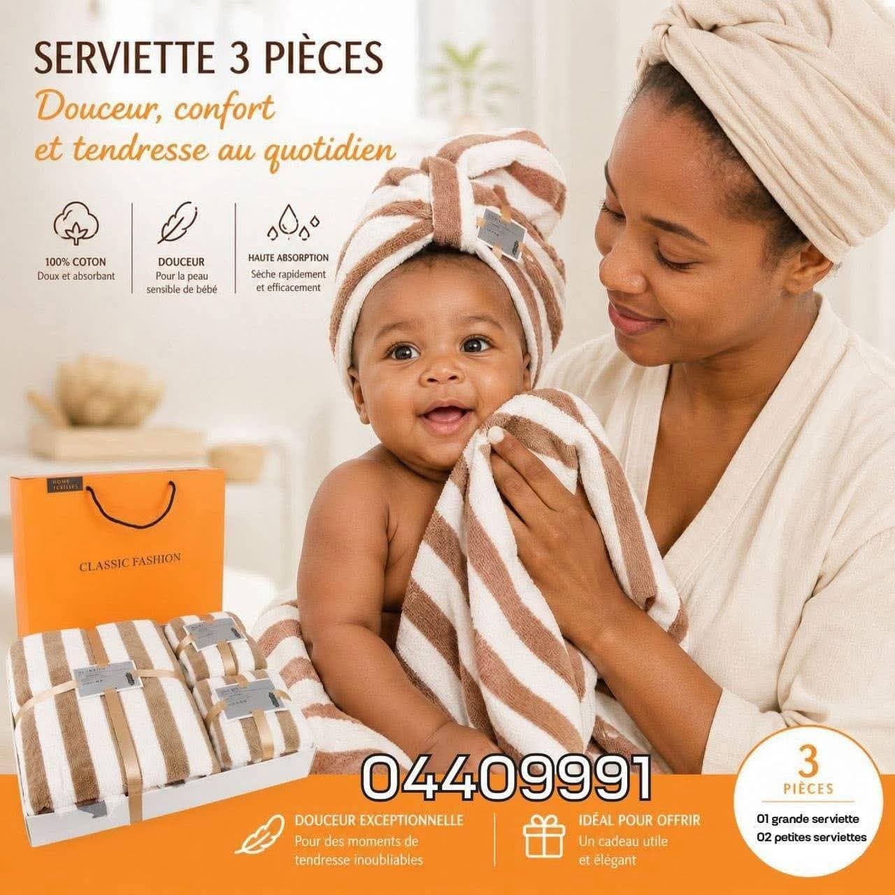 PROMO SERVIETTES 3 PIÈCES DISPONIBLES  POUR ENFANTS